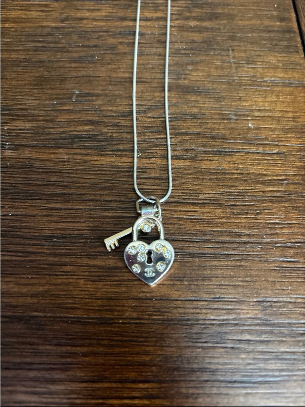 Heart Lock and Key Pendant Necklace - Silver